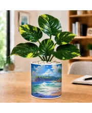 Artificial Tree Ceramic Photo Pot With White Stones 3x4 Inch (F166455)