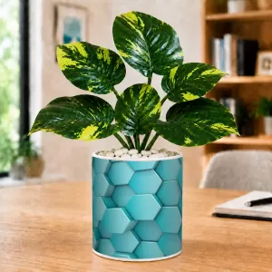 Artificial Tree Ceramic Photo Pot With White Stones 3x4 Inch (F166458)