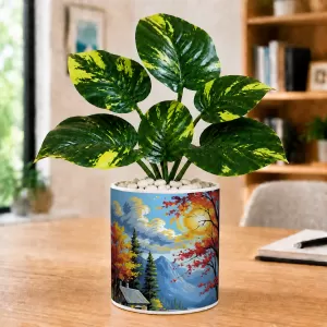 Artificial Tree Ceramic Photo Pot With White Stones 3x4 Inch (F166461) Artificial Tree Ceramic Photo Pot With White Stones 3x4 Inch (F166461)