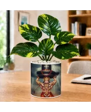 Artificial Tree Ceramic Photo Pot With White Stones 3x4 Inch (F166465)