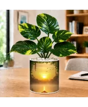 Artificial Tree Ceramic Photo Pot With White Stones 3x4 Inch (F166467)