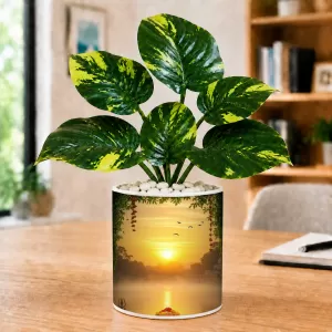 Artificial Tree Ceramic Photo Pot With White Stones 3x4 Inch (F166467) Artificial Tree Ceramic Photo Pot With White Stones 3x4 Inch (F166467)