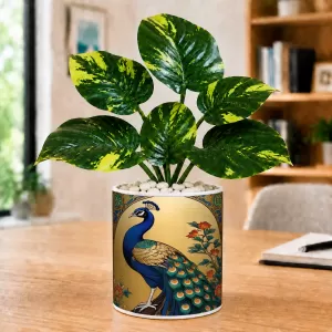 Artificial Tree Ceramic Photo Pot With White Stones 3x4 Inch (F166471)