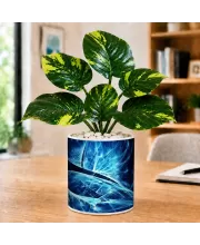 Artificial Tree Ceramic Photo Pot With White Stones 3x4 Inch (F166473)