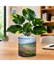 Artificial Tree Ceramic Photo Pot With White Stones 3x4 Inch (F166474)