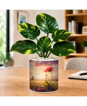 Artificial Tree Ceramic Photo Pot With White Stones 3x4 Inch (F166476)