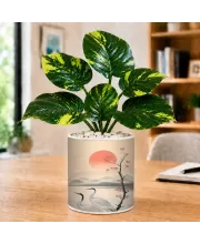 Artificial Tree Ceramic Photo Pot With White Stones 3x4 Inch (F166481)