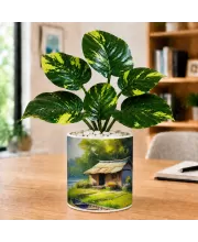 Artificial Tree Ceramic Photo Pot With White Stones 3x4 Inch (F166485)