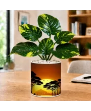 Artificial Tree Ceramic Photo Pot With White Stones 3x4 Inch (F166490)