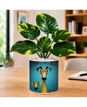 Artificial Tree Ceramic Photo Pot With White Stones 3x4 Inch (F166494)