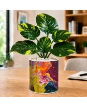Artificial Tree Ceramic Photo Pot With White Stones 3x4 Inch (F166495)