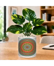 Artificial Tree Ceramic Photo Pot With White Stones 3x4 Inch (F166497)