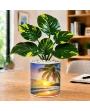 Artificial Tree Ceramic Photo Pot With White Stones 3x4 Inch (F166498)