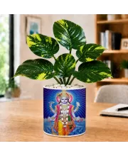 Artificial Tree Ceramic Photo Pot With White Stones 3x4 Inch (F166502)