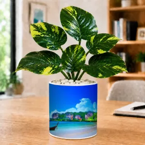 Artificial Tree Ceramic Photo Pot With White Stones 3x4 Inch (F166507) Artificial Tree Ceramic Photo Pot With White Stones 3x4 Inch (F166507)