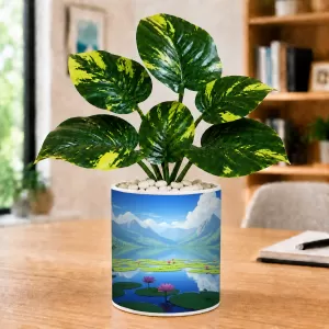 Artificial Tree Ceramic Photo Pot With White Stones 3x4 Inch (F166509) Artificial Tree Ceramic Photo Pot With White Stones 3x4 Inch (F166509)