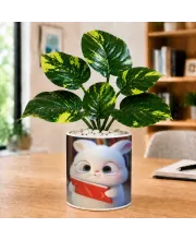 Artificial Tree Ceramic Photo Pot With White Stones 3x4 Inch (F166510)