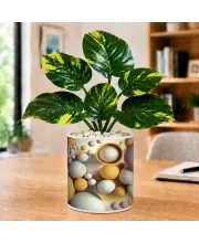 Artificial Tree Ceramic Photo Pot With White Stones 3x4 Inch (F166511)