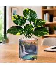Artificial Tree Ceramic Photo Pot With White Stones 3x4 Inch (F166515)