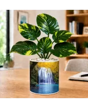 Artificial Tree Ceramic Photo Pot With White Stones 3x4 Inch (F166516)