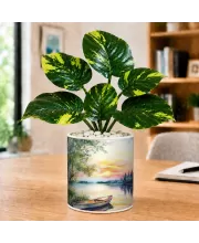Artificial Tree Ceramic Photo Pot With White Stones 3x4 Inch (F166517)