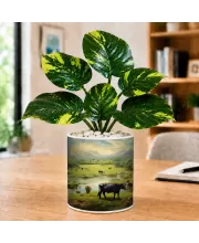Artificial Tree Ceramic Photo Pot With White Stones 3x4 Inch (F166520)