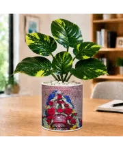Artificial Tree Ceramic Photo Pot With White Stones 3x4 Inch (F166521)