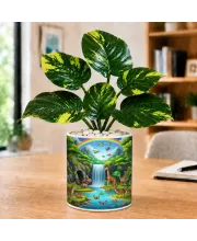 Artificial Tree Ceramic Photo Pot With White Stones 3x4 Inch (F166522)