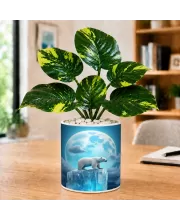 Artificial Tree Ceramic Photo Pot With White Stones 3x4 Inch (F166525)