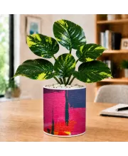Artificial Tree Ceramic Photo Pot With White Stones 3x4 Inch (F166529)