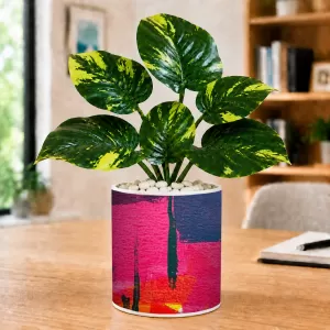 Artificial Tree Ceramic Photo Pot With White Stones 3x4 Inch (F166529)