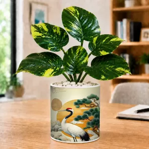 Artificial Tree Ceramic Photo Pot With White Stones 3x4 Inch (F166530)