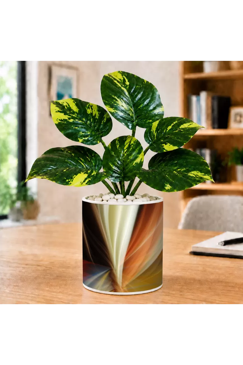 Artificial Tree Ceramic Photo Pot With White Stones 3x4 Inch (F166532)