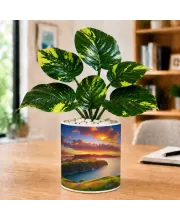 Artificial Tree Ceramic Photo Pot With White Stones 3x4 Inch (F166534)