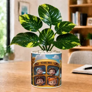 Artificial Tree Ceramic Photo Pot With White Stones 3x4 Inch (F166535)