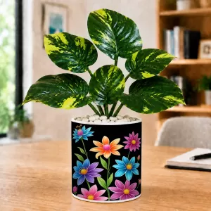 Artificial Tree Ceramic Photo Pot With White Stones 3x4 Inch (F166537)