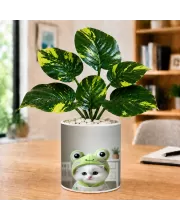 Artificial Tree Ceramic Photo Pot With White Stones 3x4 Inch (F166540)