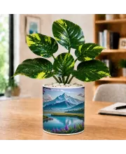 Artificial Tree Ceramic Photo Pot With White Stones 3x4 Inch (F166543)