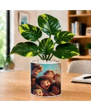 Artificial Tree Ceramic Photo Pot With White Stones 3x4 Inch (F166544)