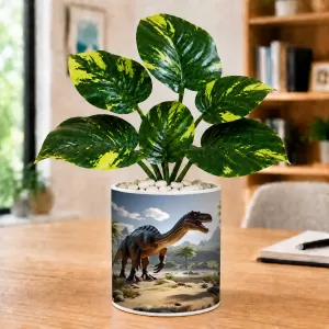 Artificial Tree Ceramic Photo Pot With White Stones 3x4 Inch (F166546)