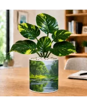 Artificial Tree Ceramic Photo Pot With White Stones 3x4 Inch (F166547)