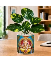 Artificial Tree Ceramic Photo Pot With White Stones 3x4 Inch (F166548)