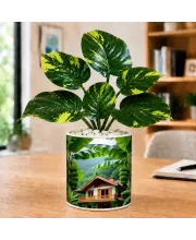 Artificial Tree Ceramic Photo Pot With White Stones 3x4 Inch (F166551)
