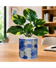 Artificial Tree Ceramic Photo Pot With White Stones 3x4 Inch (F166552)