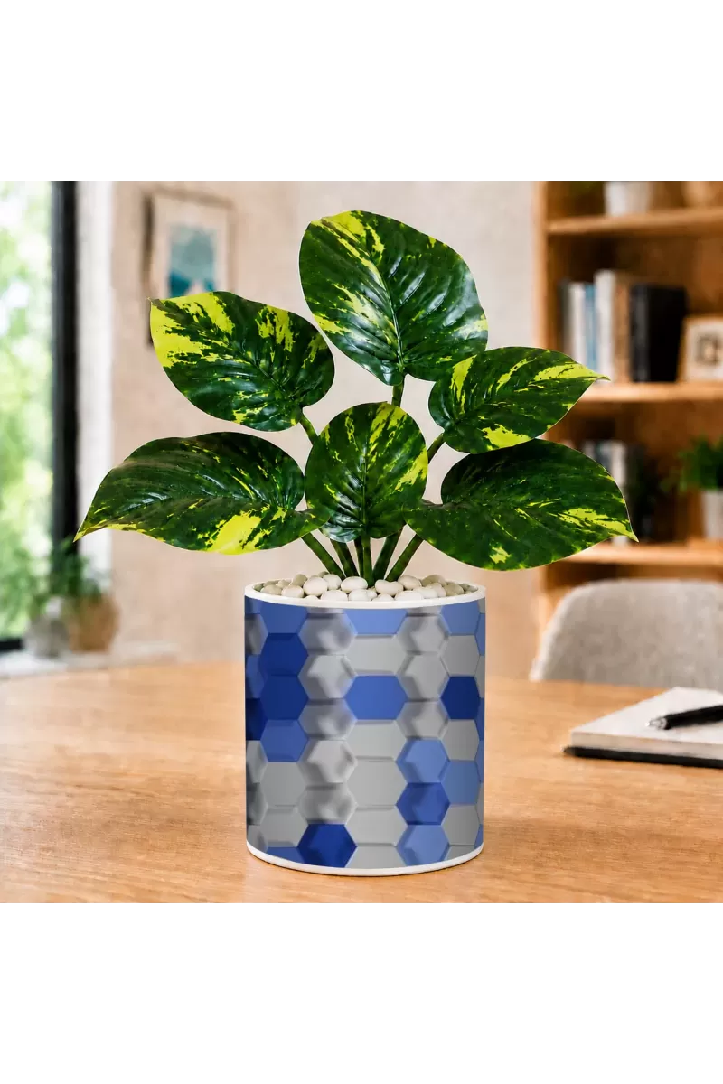 Artificial Tree Ceramic Photo Pot With White Stones 3x4 Inch (F166552)