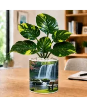 Artificial Tree Ceramic Photo Pot With White Stones 3x4 Inch (F166553)