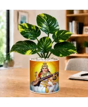 Artificial Tree Ceramic Photo Pot With White Stones 3x4 Inch (F166554)