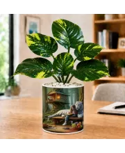 Artificial Tree Ceramic Photo Pot With White Stones 3x4 Inch (F166555)