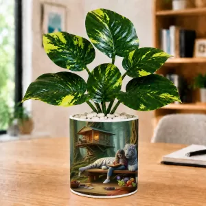 Artificial Tree Ceramic Photo Pot With White Stones 3x4 Inch (F166555) Artificial Tree Ceramic Photo Pot With White Stones 3x4 Inch (F166555)