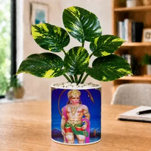 Artificial Tree Ceramic Photo Pot With White Stones 3x4 Inch (F166558)